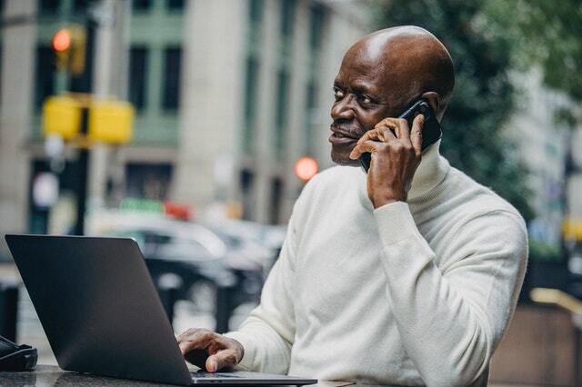 businessman having a conversation